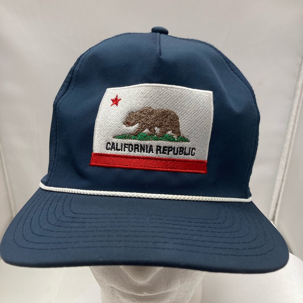 California Republic State Flag Logo Golf 6 Panel Rope Snapback Golf Blue Hat Cap